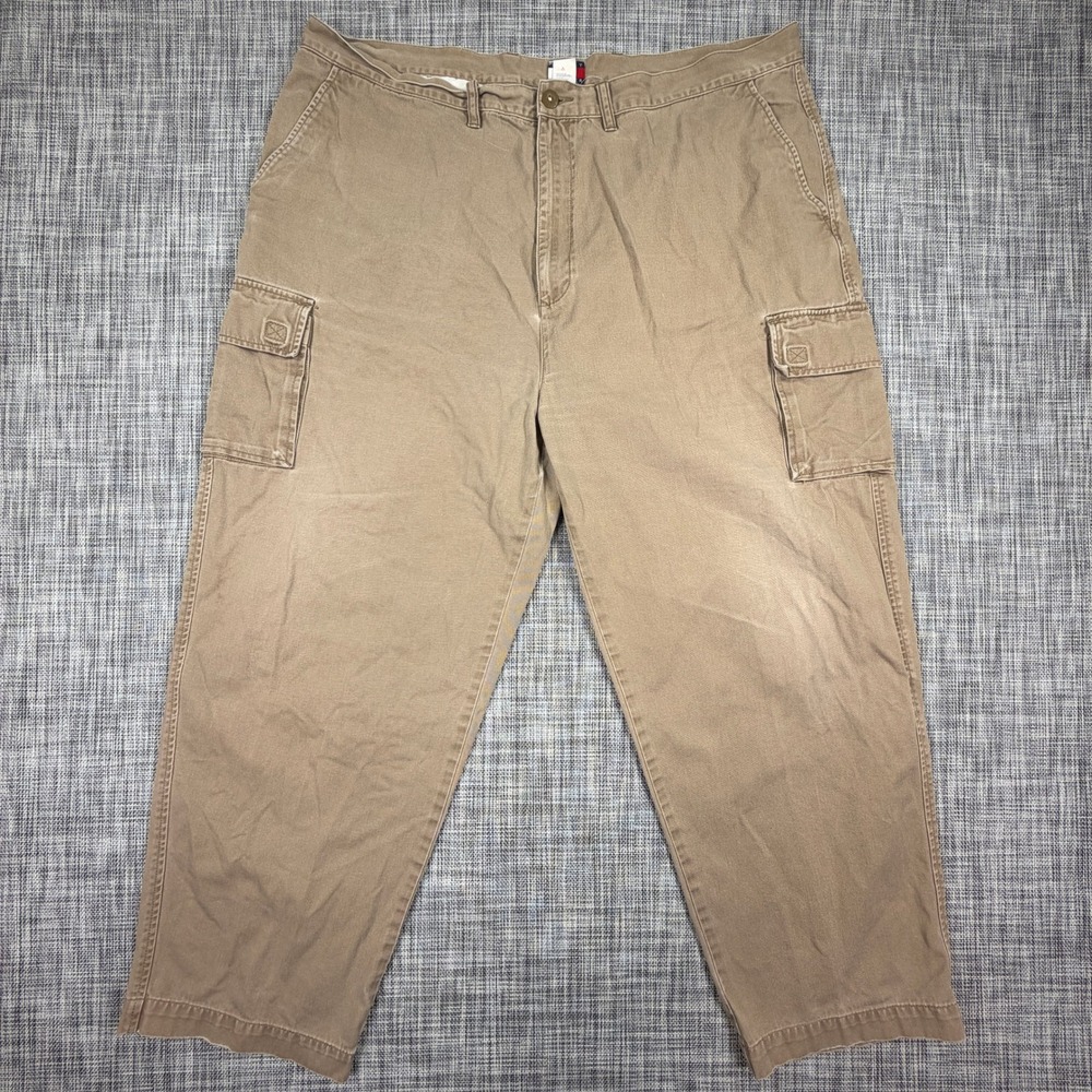 Tommy Hilfiger Mens Cargo Pants Khaki Cotton Twill Vintage 1999 90s Size 44x30